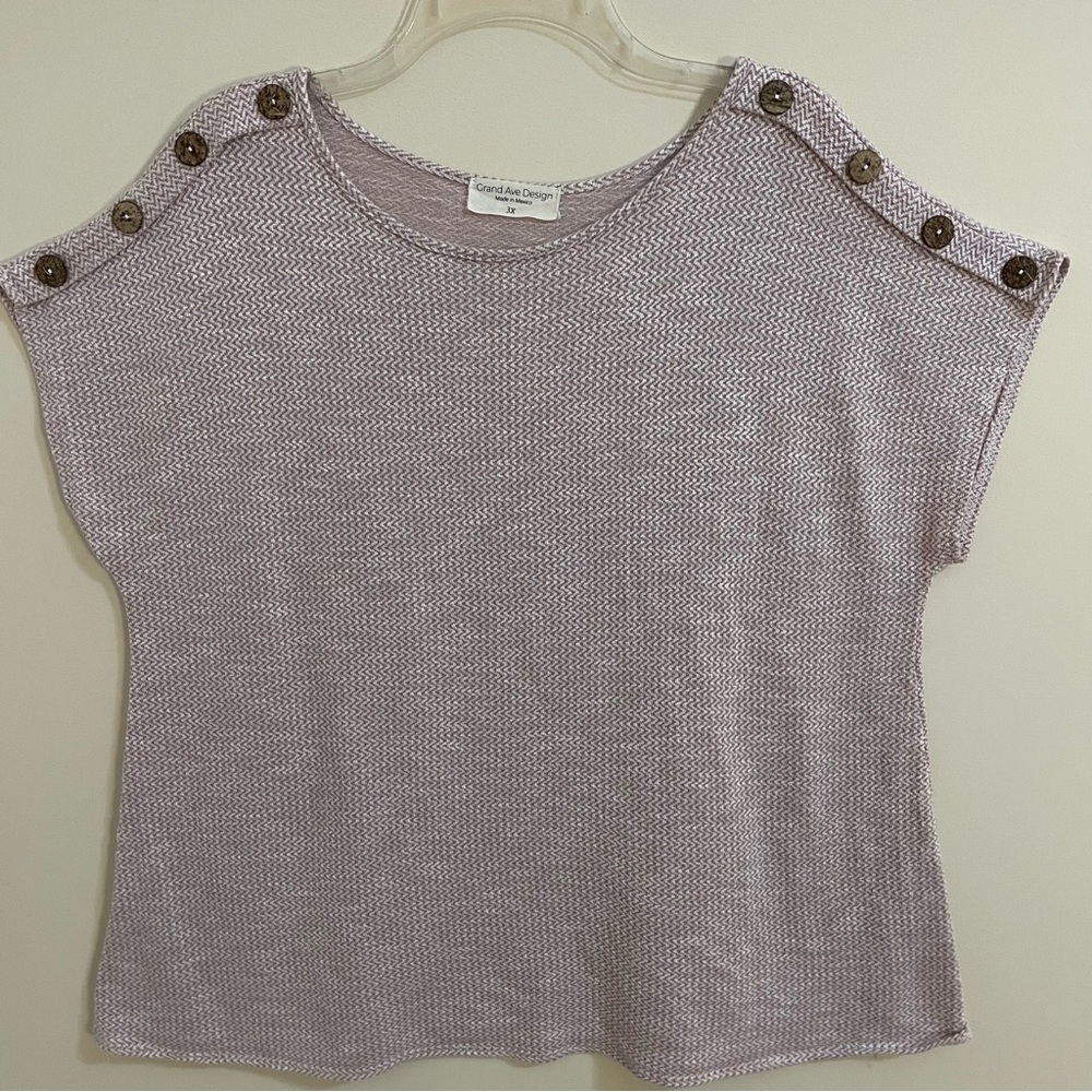 Grand Ave Mauve Button Shoulder Cap Sleeve Knit Top Women’s Size 3X